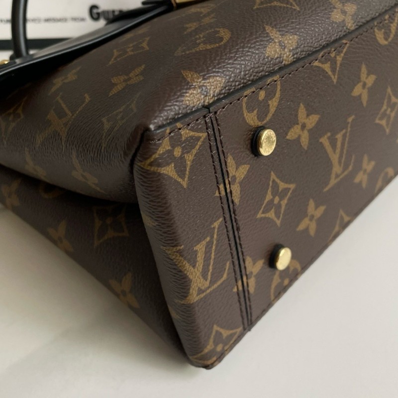 LV Louis Vuitton One handle 老花拼皮 手提包肩背包郵差包 中號 金扣-4
