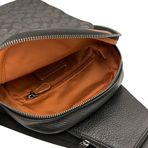 【全新】COACH 新款C LOGO男款單肩胸前斜背包(焦糖/黑)-4