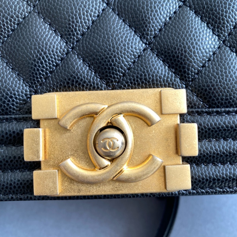 99新 閑置 Chanel 香奈兒Boy 黑金小號荔枝皮 20cm-15