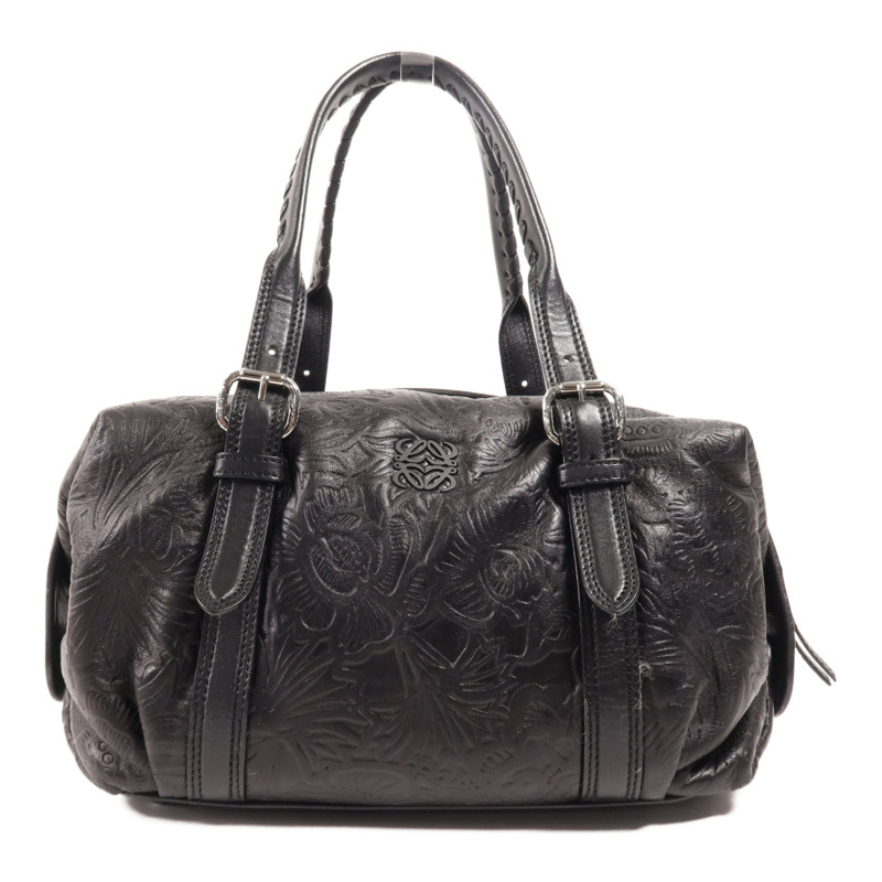 LOEWE 羊皮皮革Hand Bag銀扣手挽袋-0
