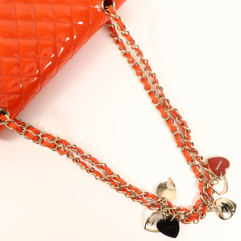 CHANEL 漆皮皮革Chain Shoulder金扣鏈帶肩背袋-4