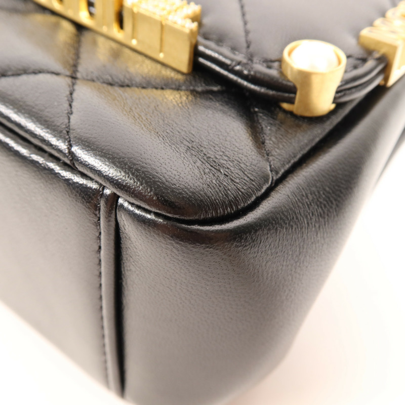 CHANEL 羊皮皮革Matelasse Mini Flap Bag金扣鏈帶肩背袋-5