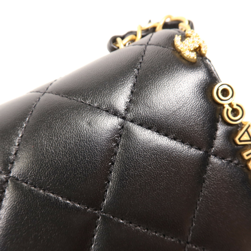 CHANEL 羊皮皮革Matelasse Mini Flap Bag金扣鏈帶肩背袋-14