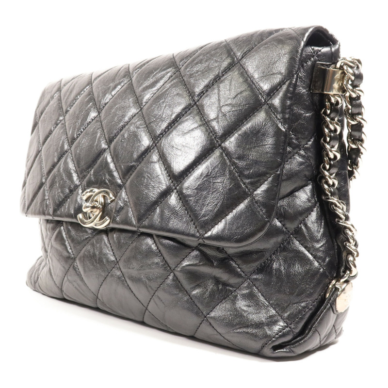 CHANEL 牛皮皮革Chain Shoulder Bag銀扣鏈帶肩背袋-2