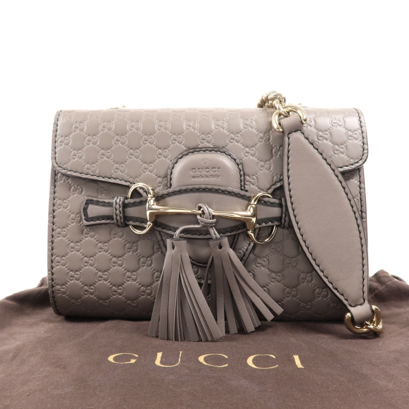 GUCCI 牛皮皮革Guccissima Mini Emily金扣鏈帶肩背-15