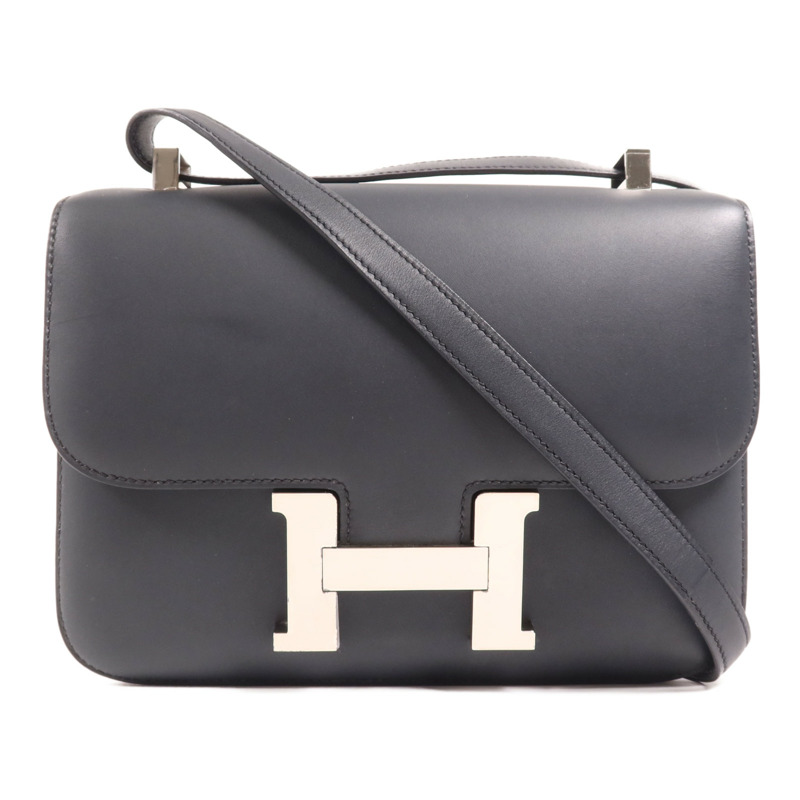 HERMES Swift皮革Constance 24銀扣肩背袋Bleu Ocean-0