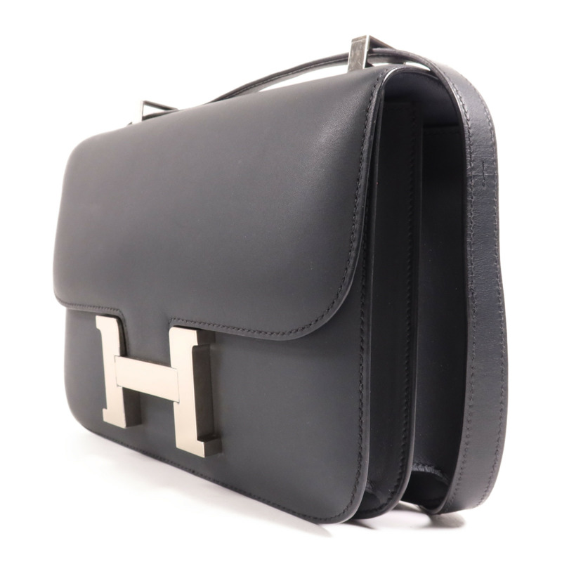 HERMES Swift皮革Constance 24銀扣肩背袋Bleu Ocean-2