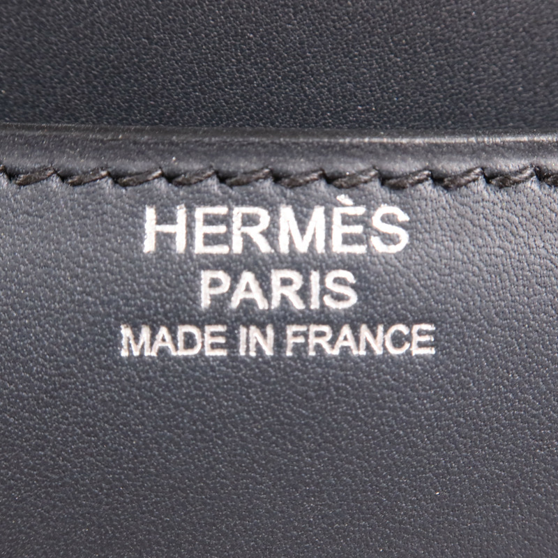 HERMES Swift皮革Constance 24銀扣肩背袋Bleu Ocean-10