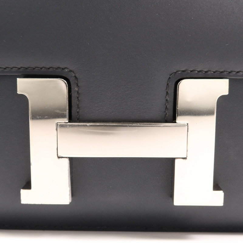 HERMES Swift皮革Constance 24銀扣肩背袋Bleu Ocean-12