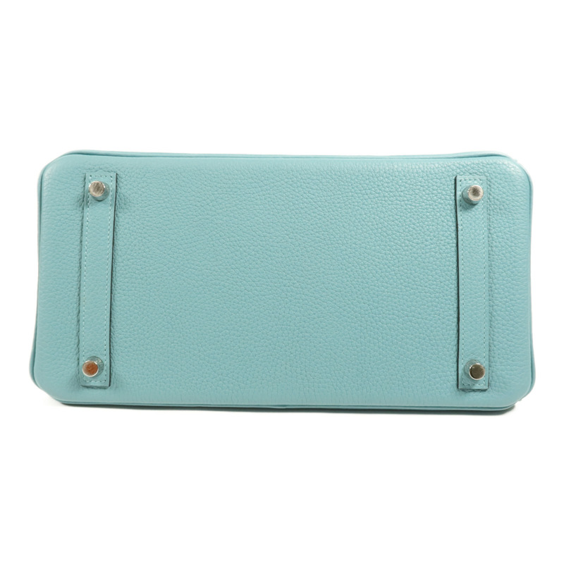 HERMES Clemence皮革Birkin 30銀扣手挽袋Bleu Saint Cyr-3