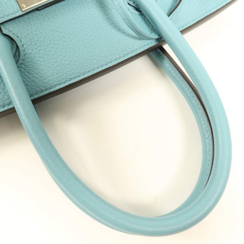 HERMES Clemence皮革Birkin 30銀扣手挽袋Bleu Saint Cyr-4