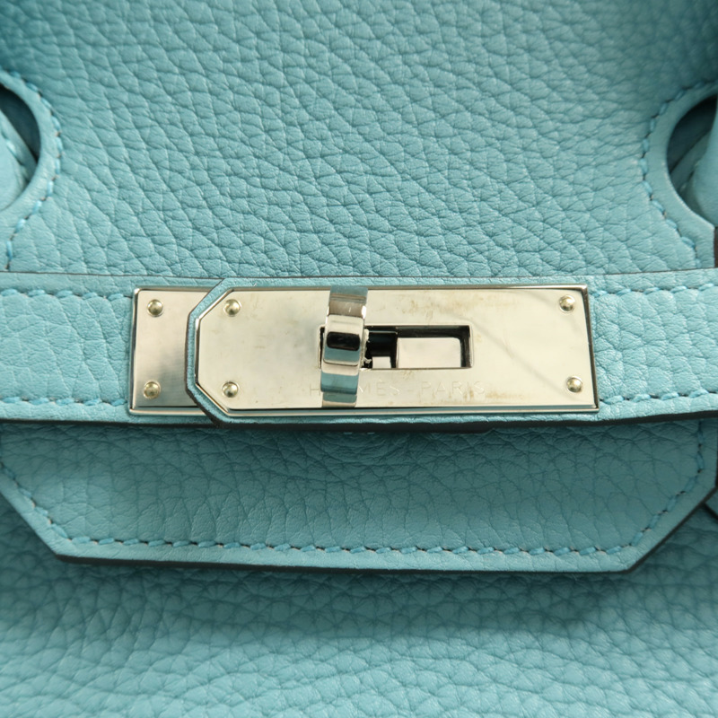 HERMES Clemence皮革Birkin 30銀扣手挽袋Bleu Saint Cyr-9
