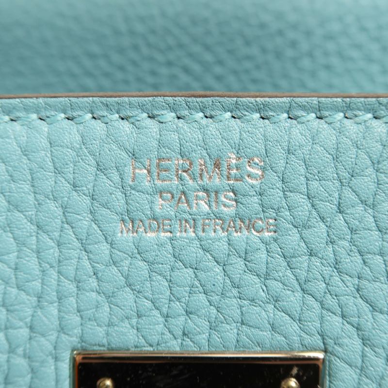 HERMES Clemence皮革Birkin 30銀扣手挽袋Bleu Saint Cyr-11