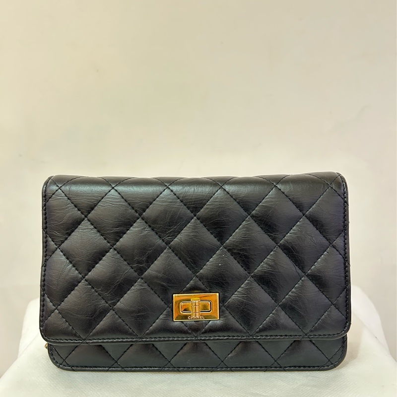 CHANEL黑2.55 復刻金釦WOC-0