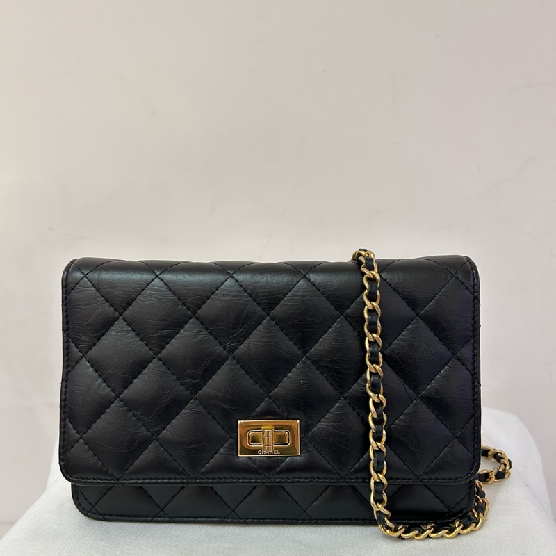 CHANEL黑2.55 復刻金釦WOC-2