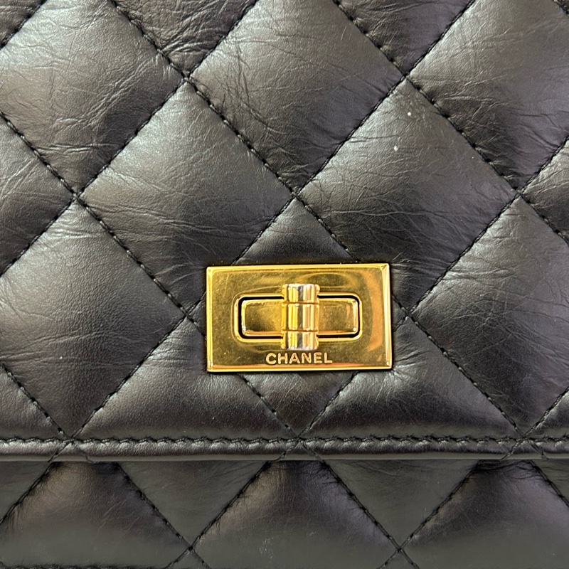 CHANEL黑2.55 復刻金釦WOC-9