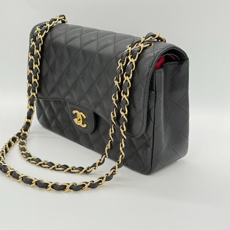 (超新🌟專櫃在售396,000)CHANEL CLASSIC 30 CF30 黑色 荔枝牛皮 金釦 經典大型 口蓋包 鏈條包-3