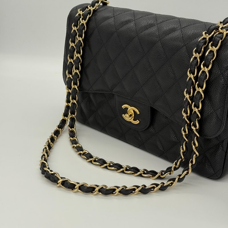 (超新🌟專櫃在售396,000)CHANEL CLASSIC 30 CF30 黑色 荔枝牛皮 金釦 經典大型 口蓋包 鏈條包-7