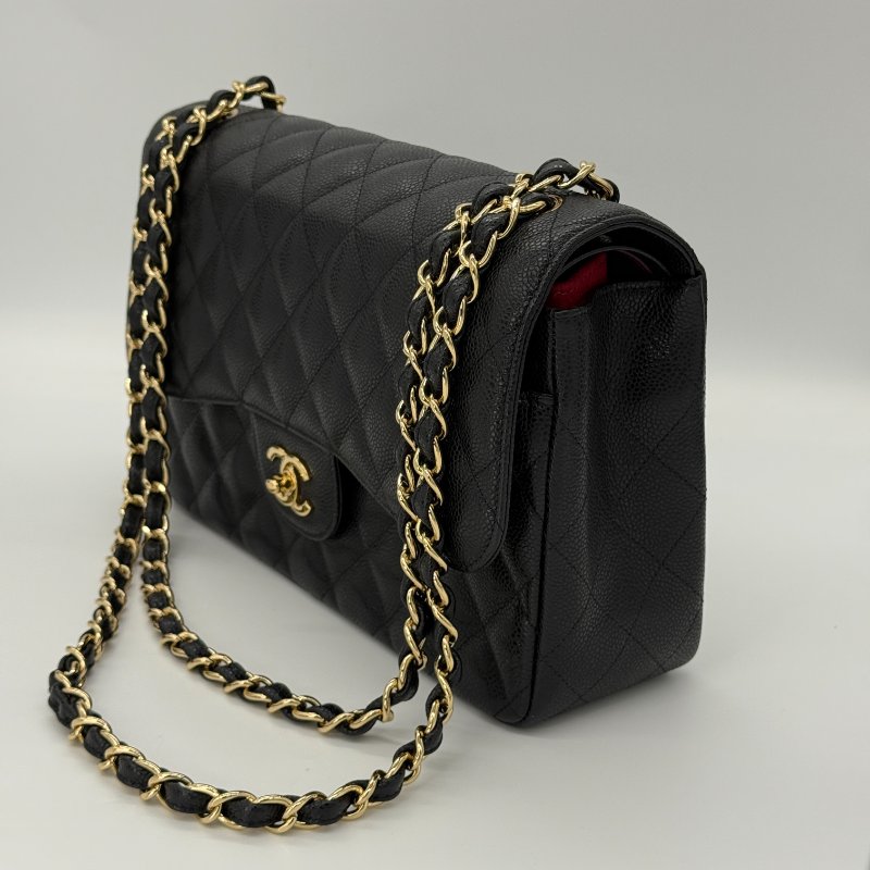 (超新🌟專櫃在售396,000)CHANEL CLASSIC 30 CF30 黑色 荔枝牛皮 金釦 經典大型 口蓋包 鏈條包-8