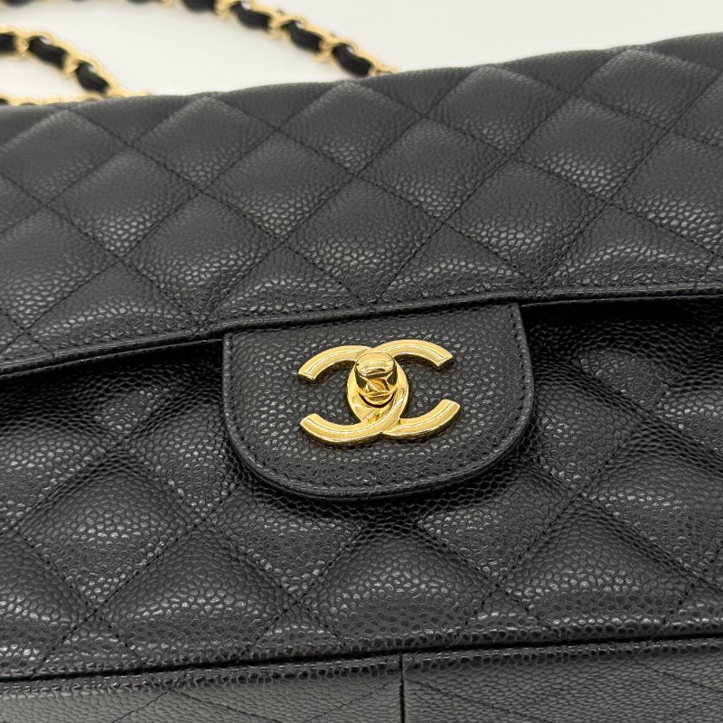 (超新🌟專櫃在售396,000)CHANEL CLASSIC 30 CF30 黑色 荔枝牛皮 金釦 經典大型 口蓋包 鏈條包-12