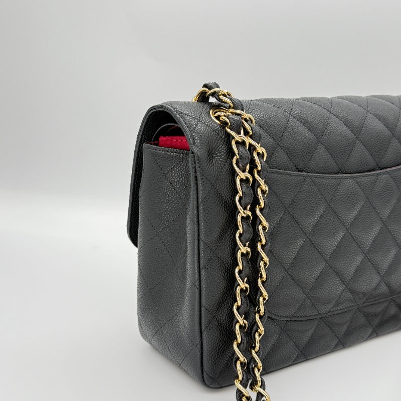 (超新🌟專櫃在售396,000)CHANEL CLASSIC 30 CF30 黑色 荔枝牛皮 金釦 經典大型 口蓋包 鏈條包-13