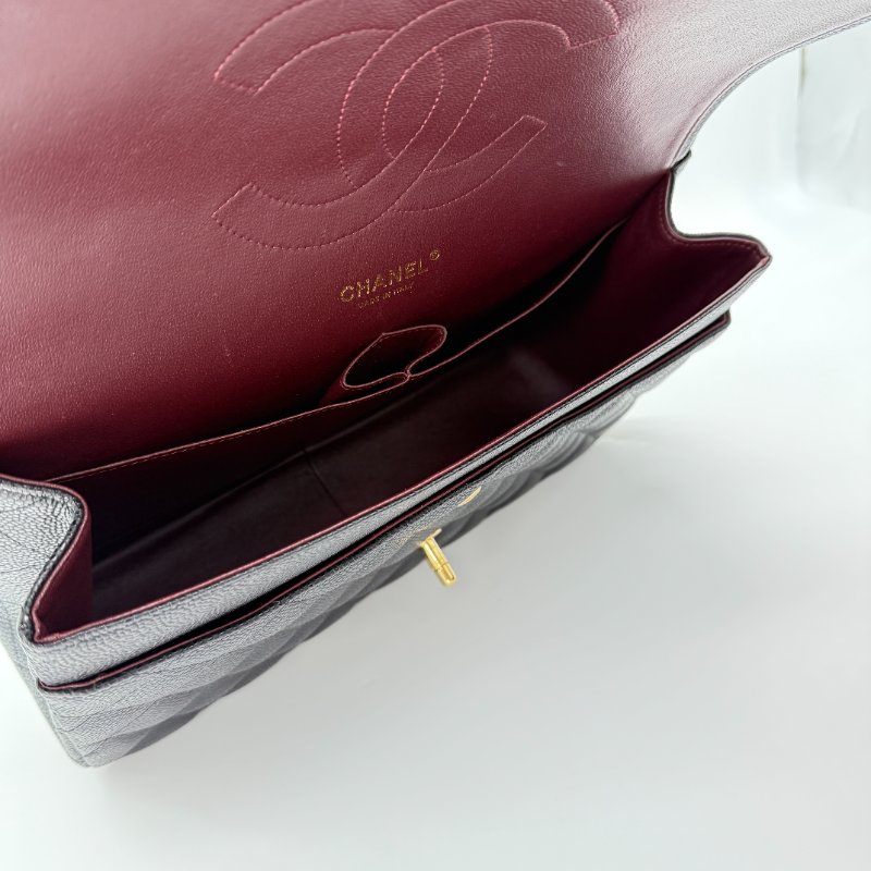 (超新🌟專櫃在售396,000)CHANEL CLASSIC 30 CF30 黑色 荔枝牛皮 金釦 經典大型 口蓋包 鏈條包-18
