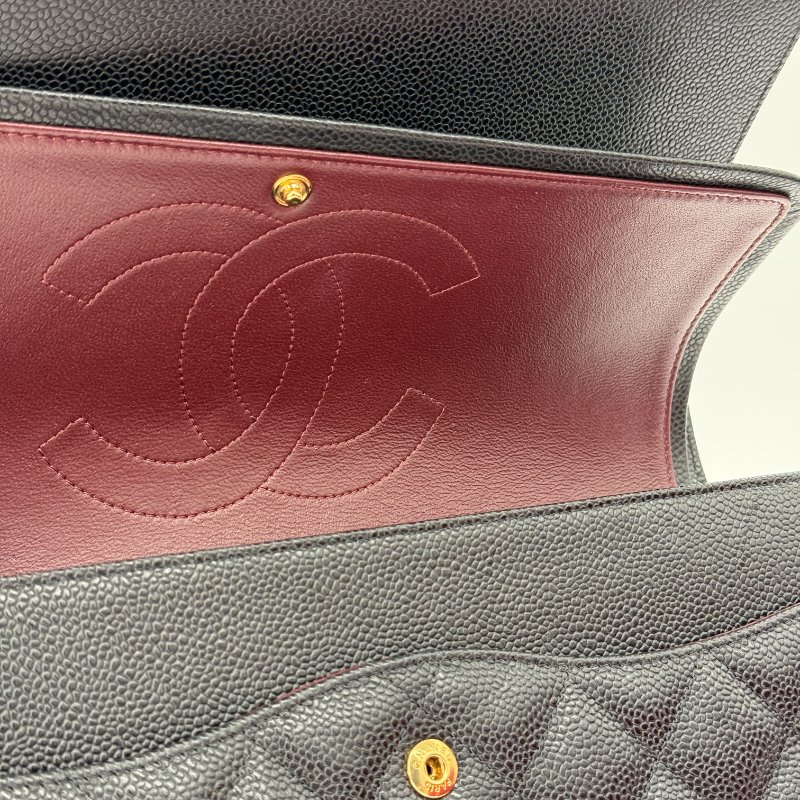 (超新🌟專櫃在售396,000)CHANEL CLASSIC 30 CF30 黑色 荔枝牛皮 金釦 經典大型 口蓋包 鏈條包-19