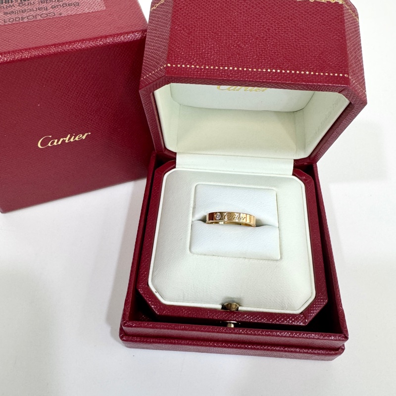 Cartier玫瑰金AU750 C de系列0.03克拉鑽戒指B4086400-0