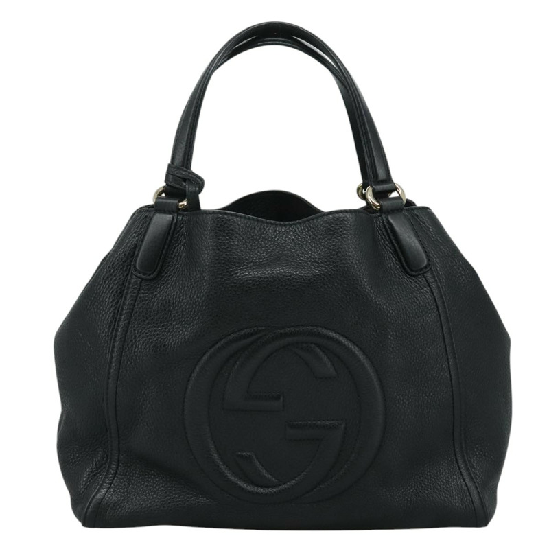 【日本直送】GUCCI Soho 手提包 皮革 黑金 282309 正品 109510-12