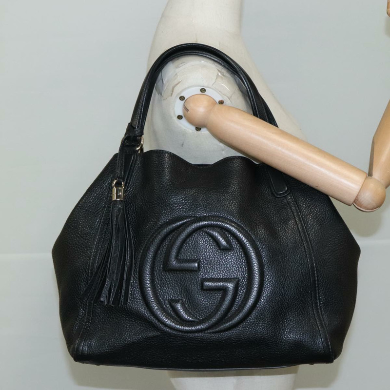 【日本直送】GUCCI Soho 手提包 皮革 黑金 282309 正品 109510-20