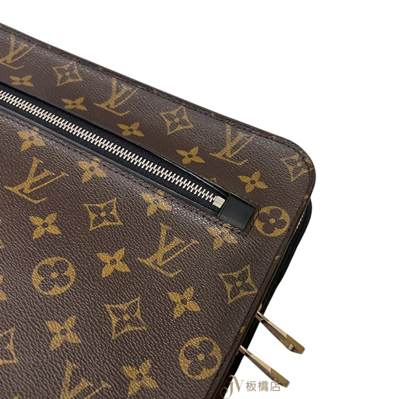 LV 原花前拉鍊口袋雙拉手拿包 M40301-7