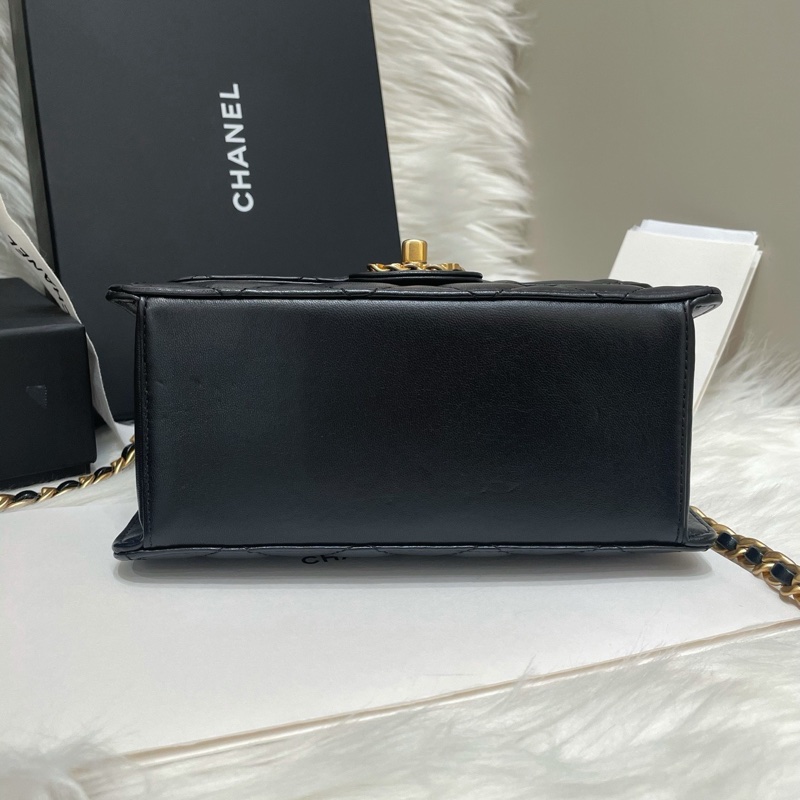 Chanel/香奈兒23A鏤空金標Logo黑金方胖子-5