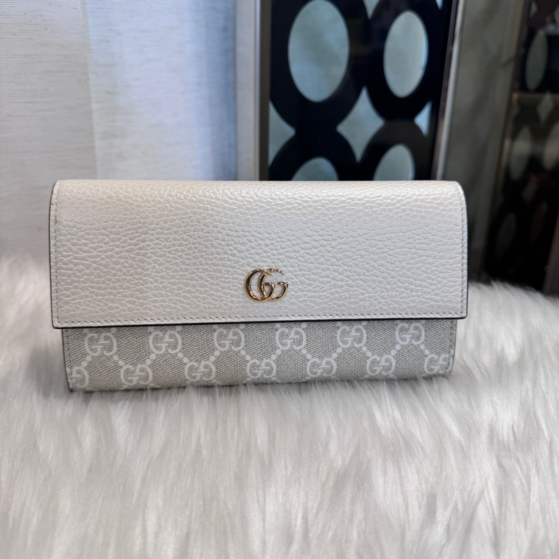 Gucci PVC米白牛皮長夾-0