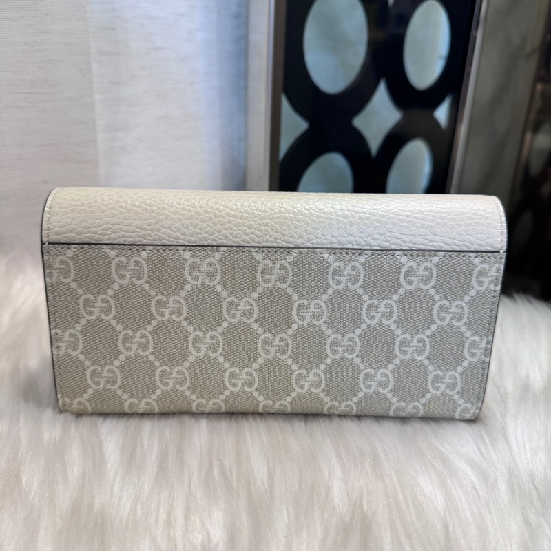 Gucci PVC米白牛皮長夾-1