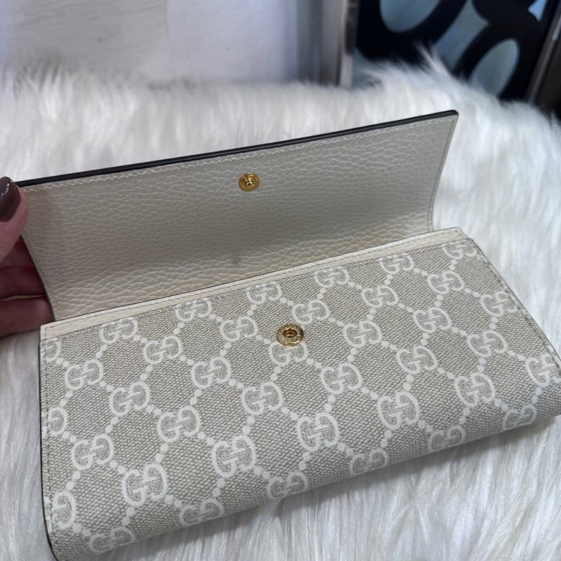 Gucci PVC米白牛皮長夾-5