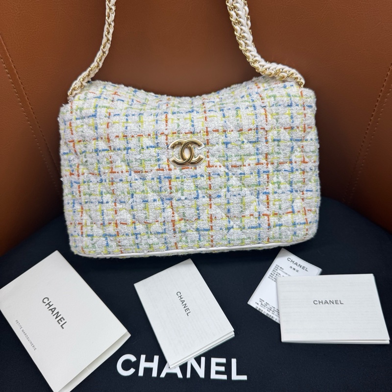 稀有 全新未使用 CHANEL香奈儿25C粗呢hobo-0