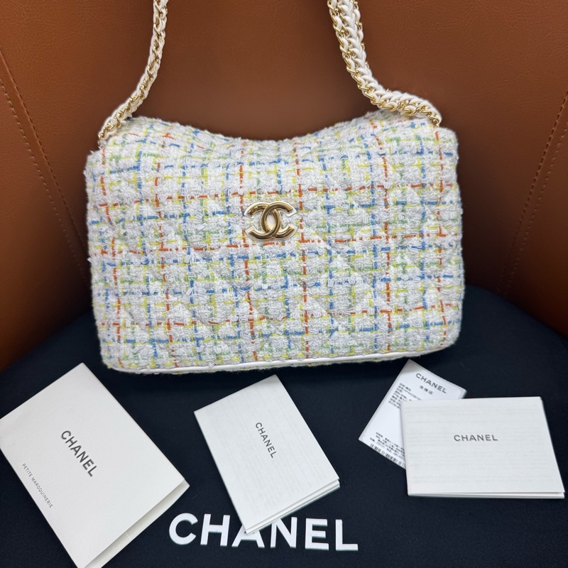 稀有 全新未使用 CHANEL香奈儿25C粗呢hobo-7