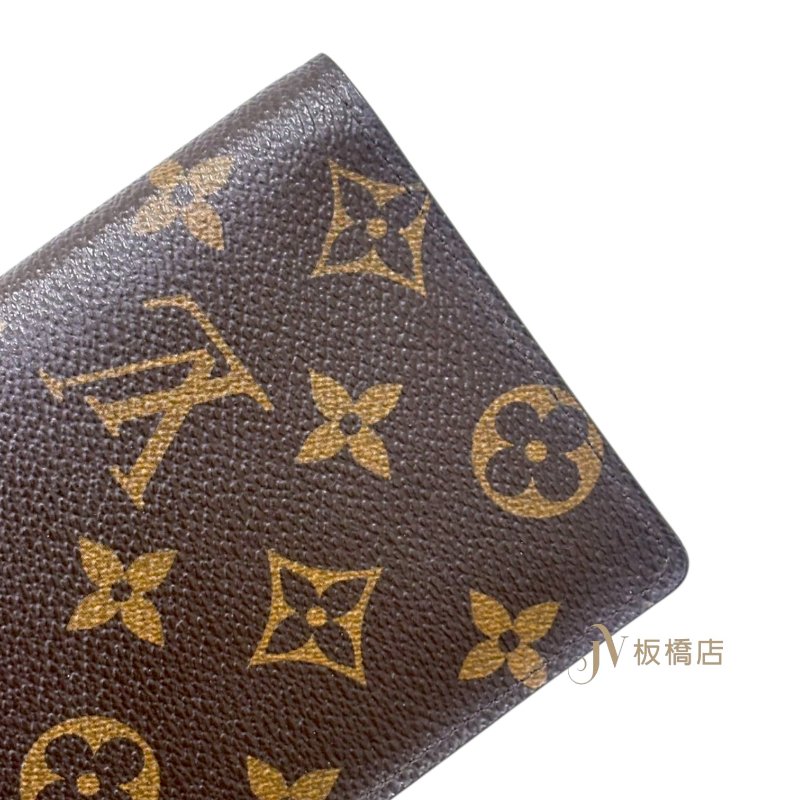 LV原花經典棕內裡6卡對開長夾M61823-5