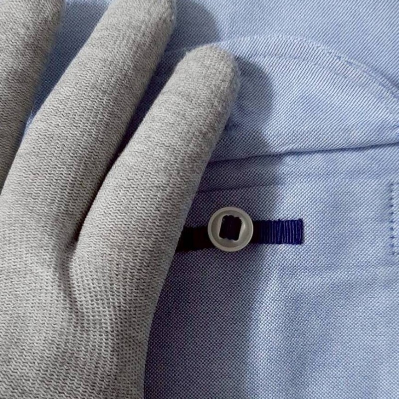 絕版BURBERRY 博柏利 BLACK LABEL 黑標 戰馬 男淺藍牛津布反折條紋七分袖襯衫2號-5