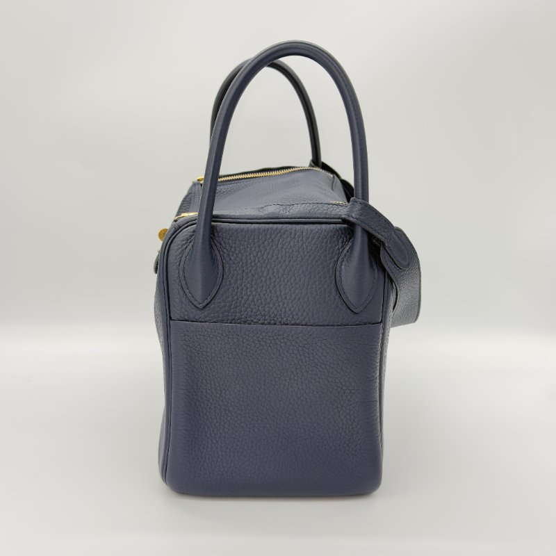 HERMES 愛馬仕 LINDY 30 2Z 午夜藍 TC 牛皮 金釦 單肩包 (送愛馬仕絲巾+大嘴鳥皮吊墜)-4