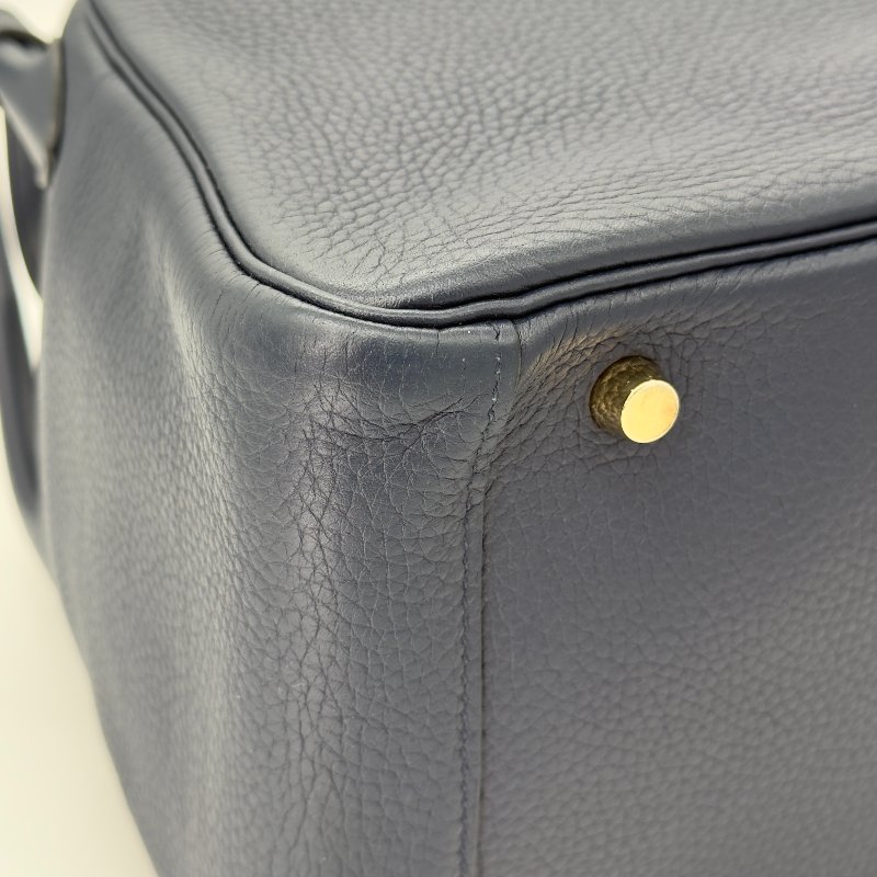 HERMES 愛馬仕 LINDY 30 2Z 午夜藍 TC 牛皮 金釦 單肩包 (送愛馬仕絲巾+大嘴鳥皮吊墜)-11