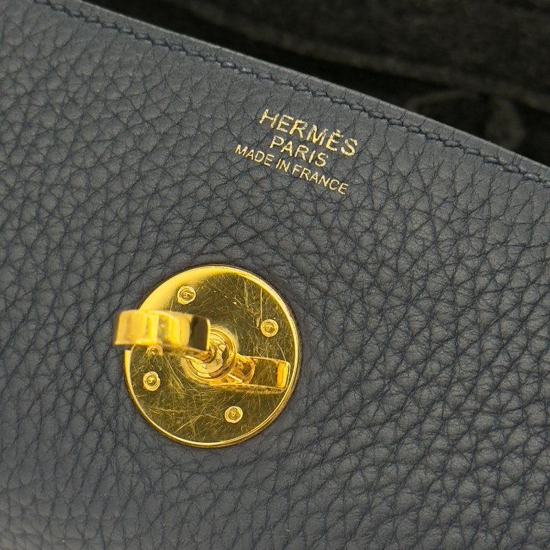 HERMES 愛馬仕 LINDY 30 2Z 午夜藍 TC 牛皮 金釦 單肩包 (送愛馬仕絲巾+大嘴鳥皮吊墜)-14