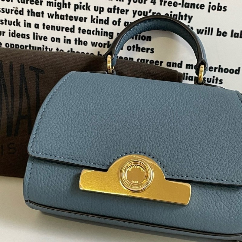 Moynat 莫奈 Rejane 女士手提包肩背包 mini Taurillon Blush牛皮 湖藍色-1