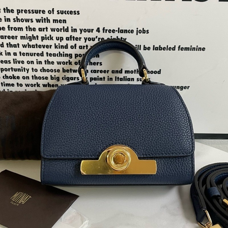 Moynat Rejane 女士手提包 肩背包 mini Taurillon Blush牛皮 深藍色-0