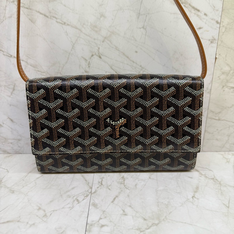 GOYARD棕色老花翻蓋WOC-0