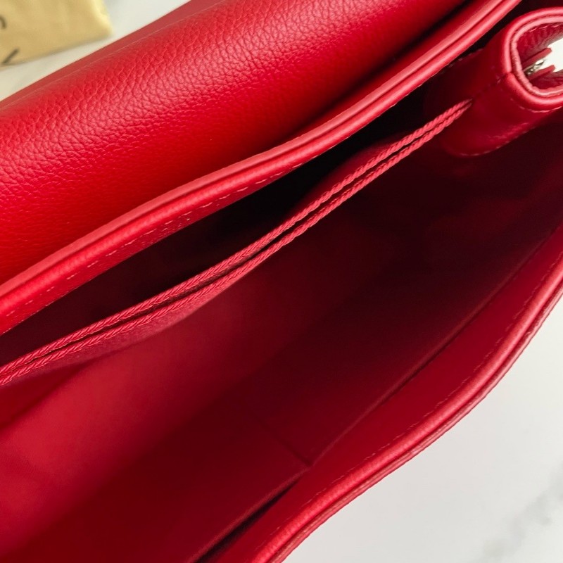 Louis Vuitton 路易威登 lock me 紅色牛皮手提包 肩背包銀色五金-7