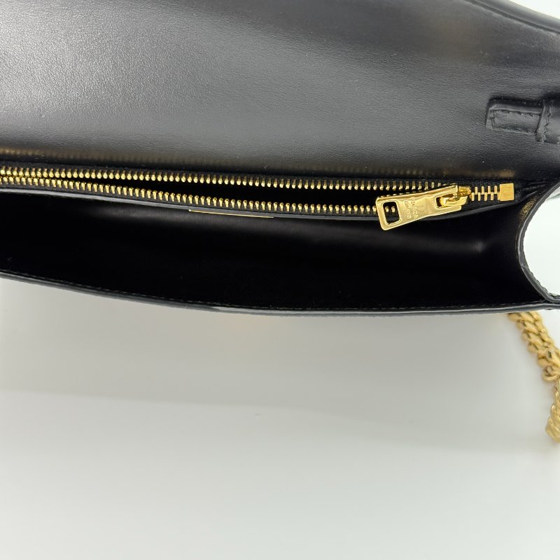 【大全套閒置品♥️專櫃88,000】PRADA 普拉達 經典三角牌標 黑色 Safiano 防刮牛皮 WOC 鏈條包(可拆卸)單肩包 手拿包 91020SV-6