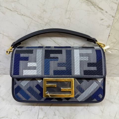 FENDI 迷你Baguette 藍色兩用包