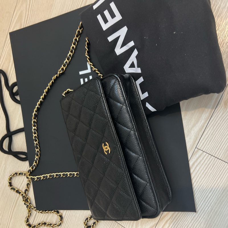chanel黑金荔枝牛皮woc-28