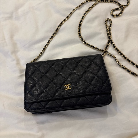 chanel黑金荔枝牛皮woc